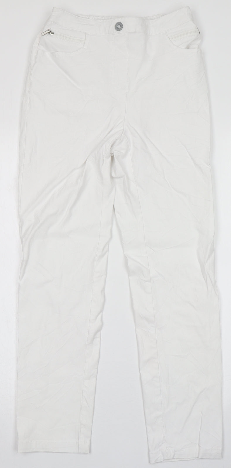 Womens UK Size 12 Preworn Regular Fit  White Trousers