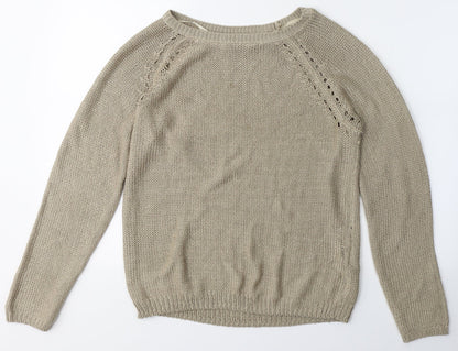 Colours of The World Womens Beige Round Neck  Polyester Pullover Jumper Size M