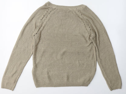 Colours of The World Womens Beige Round Neck  Polyester Pullover Jumper Size M