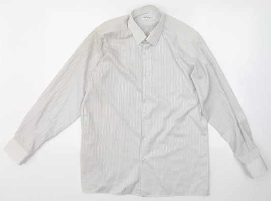 Mens UK Size 15.5 Peter England Grey  Button-Up Long Sleeve Casual Shirt