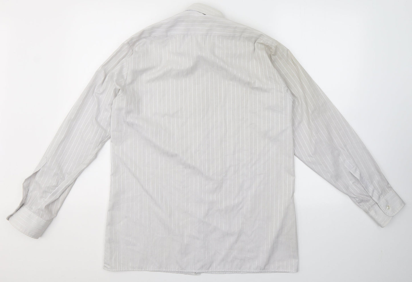 Mens UK Size 15.5 Peter England Grey  Button-Up Long Sleeve Casual Shirt