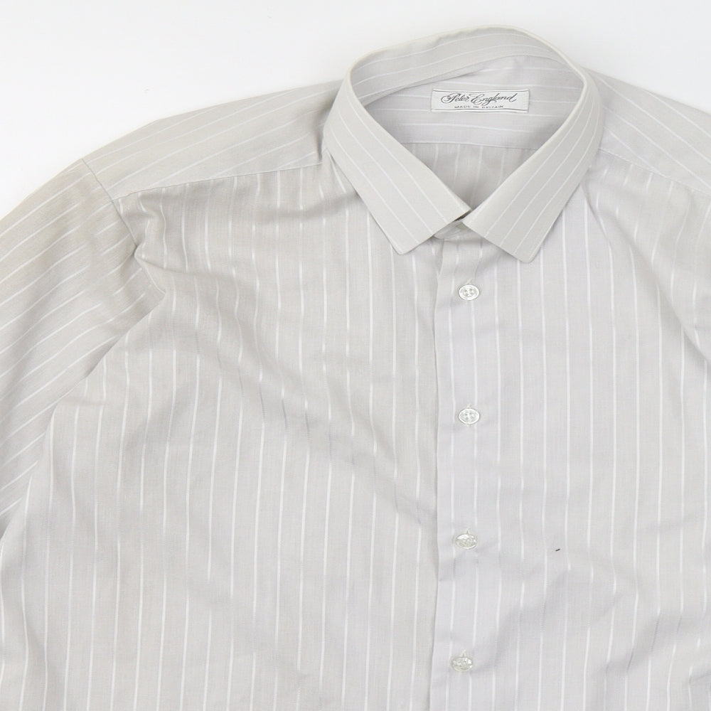 Mens UK Size 15.5 Peter England Grey  Button-Up Long Sleeve Casual Shirt