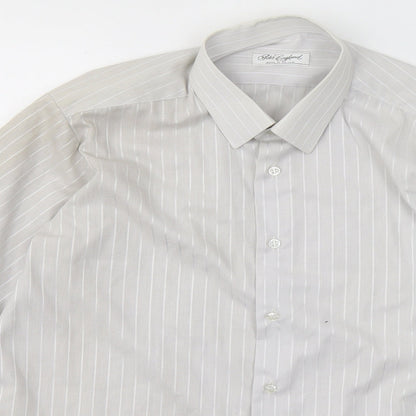 Mens UK Size 15.5 Peter England Grey  Button-Up Long Sleeve Casual Shirt