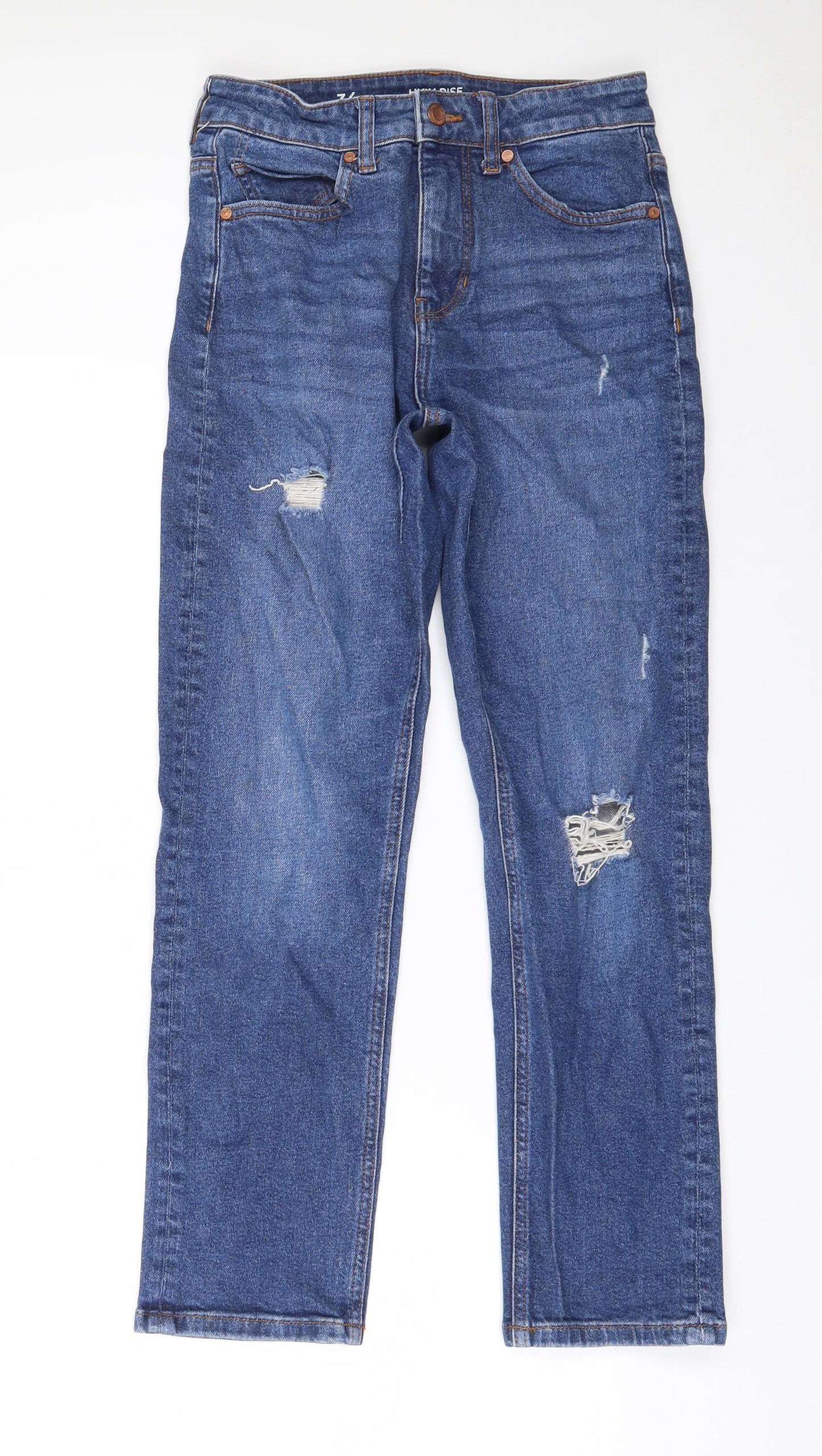 Clockhouse Womens Blue  Cotton Straight Jeans Size 6 L27 in Regular Zip