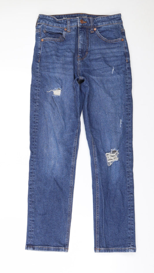 Clockhouse Womens Blue  Cotton Straight Jeans Size 6 L27 in Regular Zip