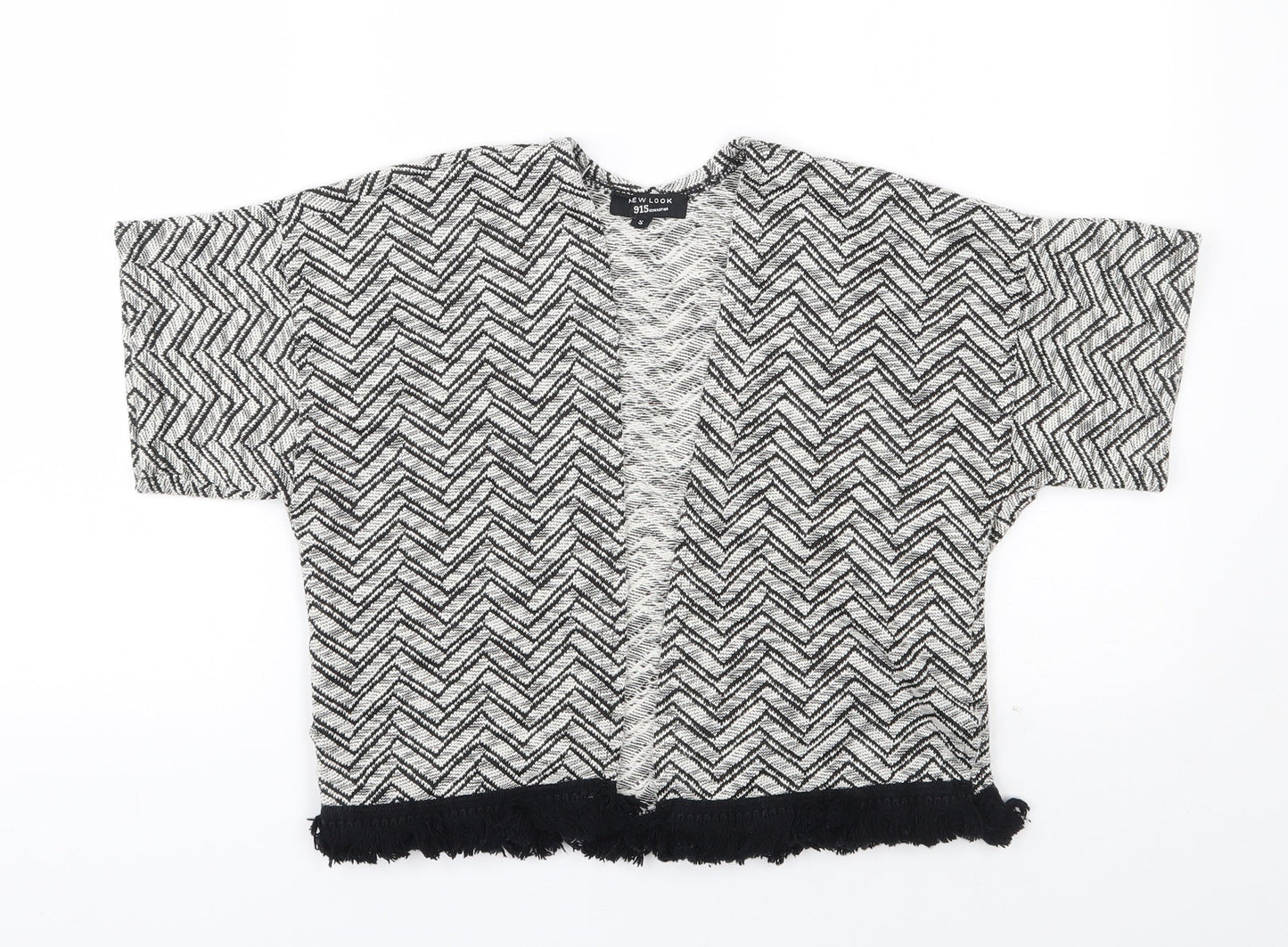 New Look 915 Generation Girls White V-Neck Geometric Cotton Cardigan Jumper Size S  Pullover