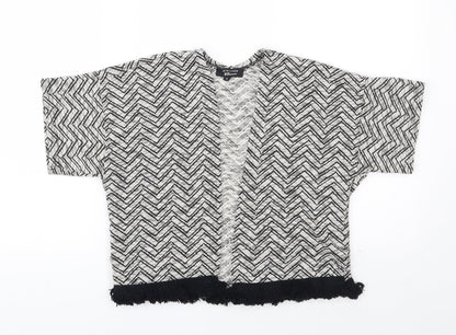 New Look 915 Generation Girls White V-Neck Geometric Cotton Cardigan Jumper Size S  Pullover