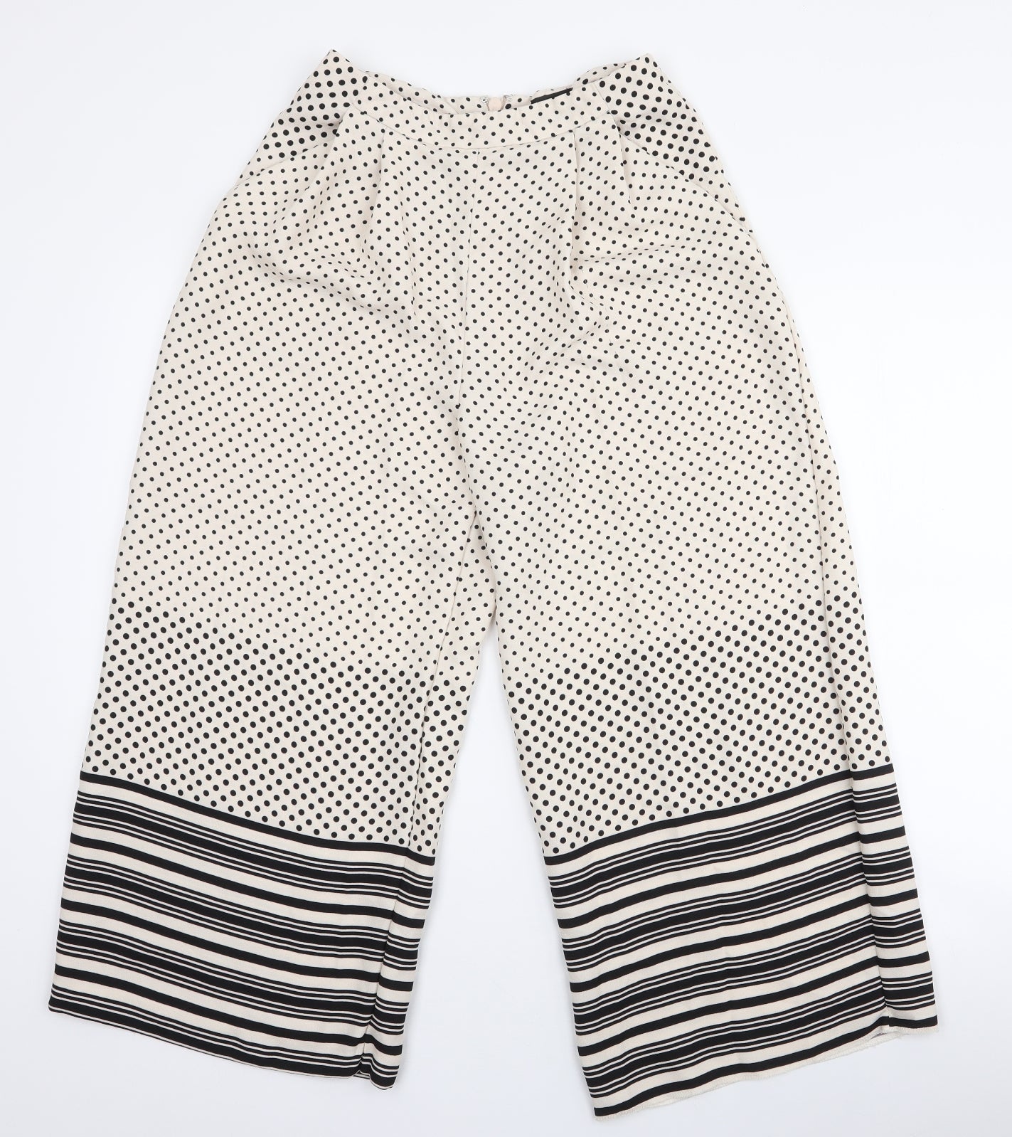 Topshop Womens Ivory Polka Dot Polyester Trousers  Size 8 L23 in Regular Zip - Culotte