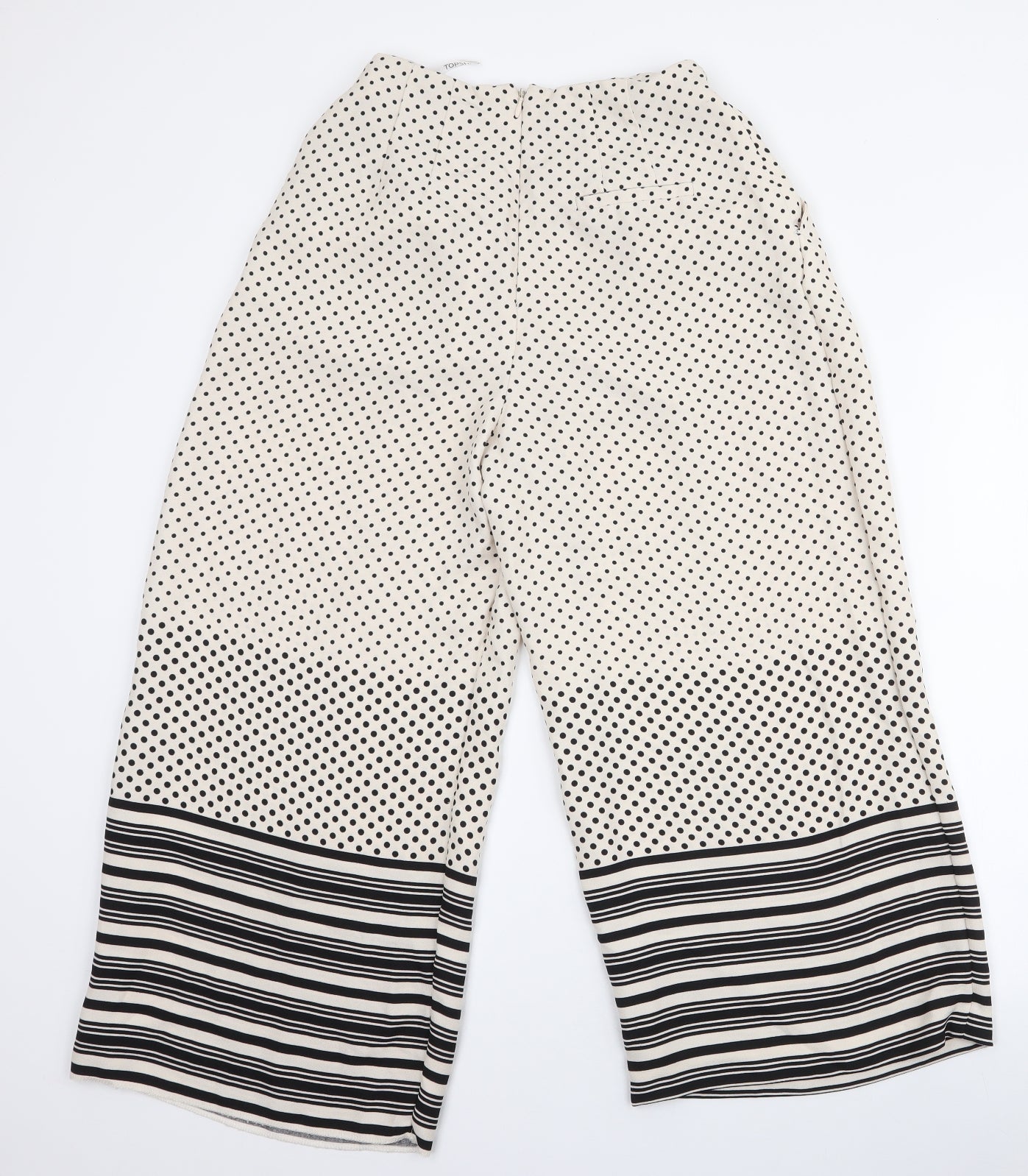 Topshop Womens Ivory Polka Dot Polyester Trousers  Size 8 L23 in Regular Zip - Culotte