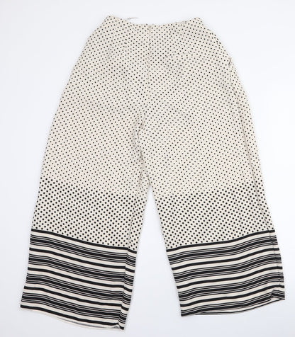Topshop Womens Ivory Polka Dot Polyester Trousers  Size 8 L23 in Regular Zip - Culotte