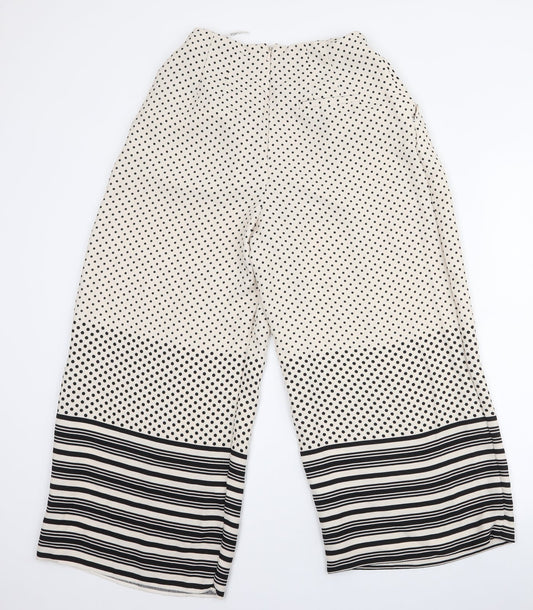 Topshop Womens Ivory Polka Dot Polyester Trousers  Size 8 L23 in Regular Zip - Culotte
