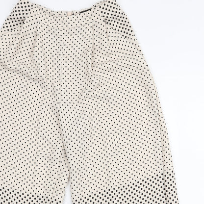 Topshop Womens Ivory Polka Dot Polyester Trousers  Size 8 L23 in Regular Zip - Culotte