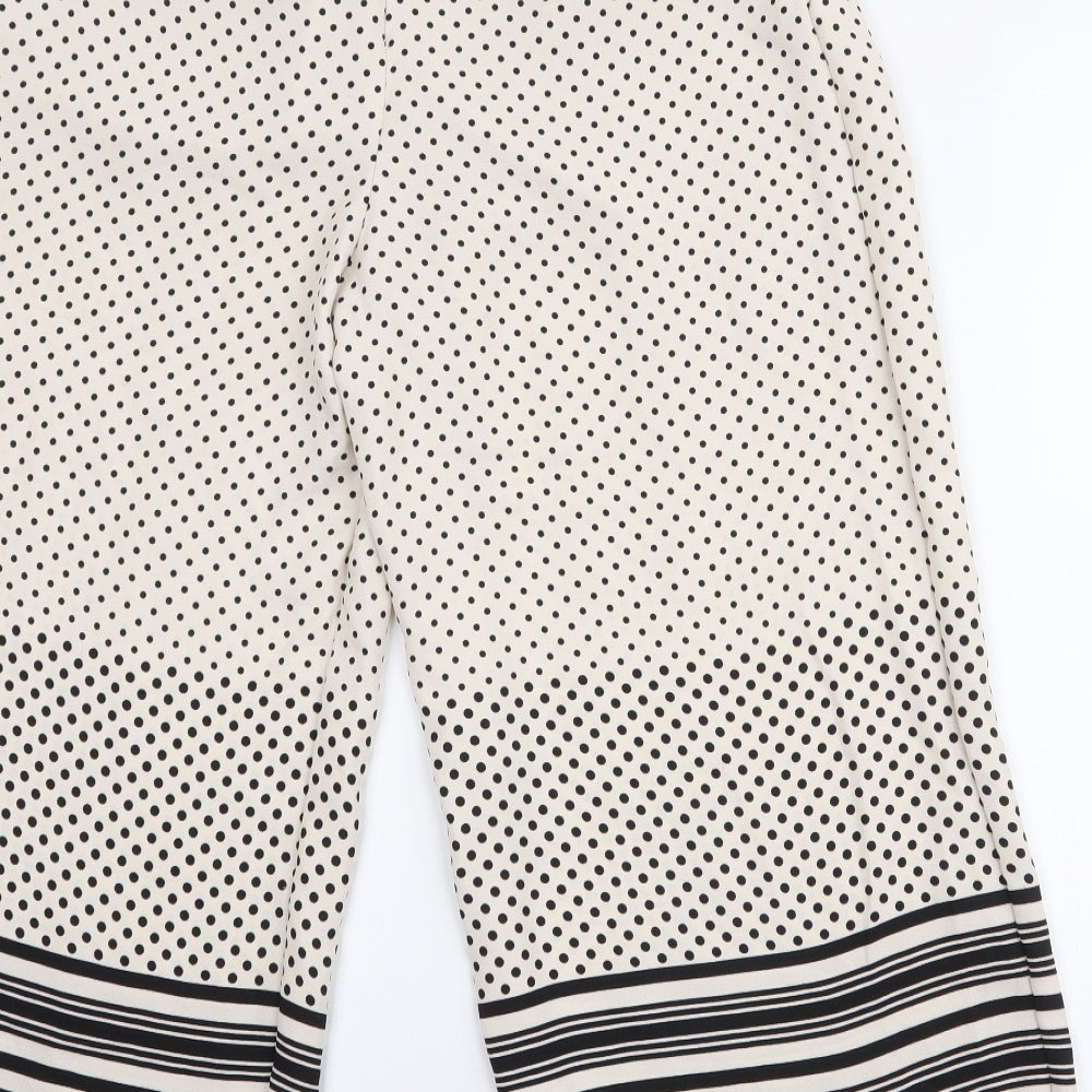 Topshop Womens Ivory Polka Dot Polyester Trousers  Size 8 L23 in Regular Zip - Culotte