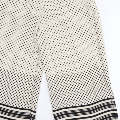 Topshop Womens Ivory Polka Dot Polyester Trousers  Size 8 L23 in Regular Zip - Culotte