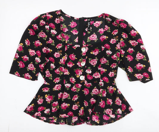 influence Womens Multicoloured Floral Polyester Basic Blouse Size 8 Square Neck