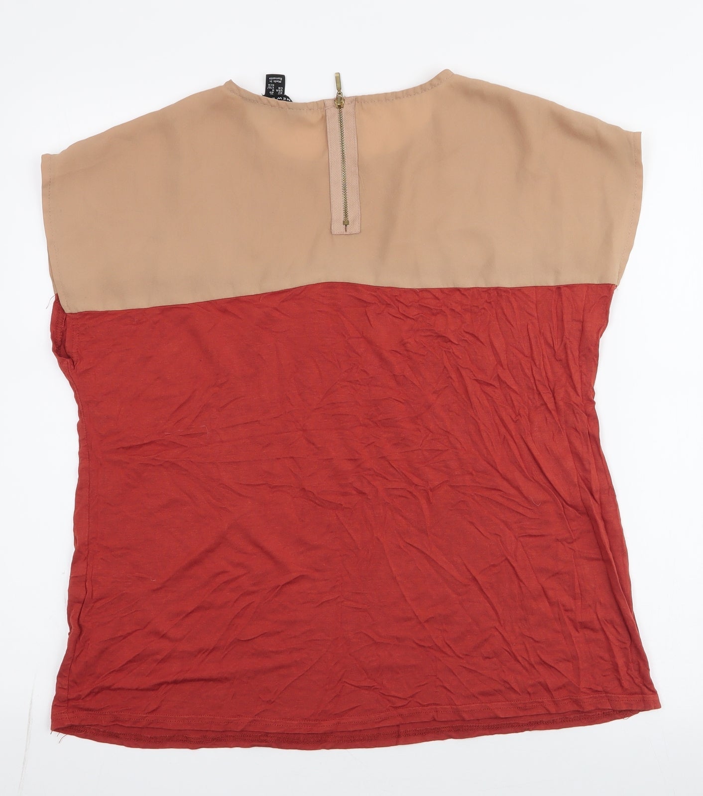 Womens UK Size 12 New Look Orange Jersey T-Shirt