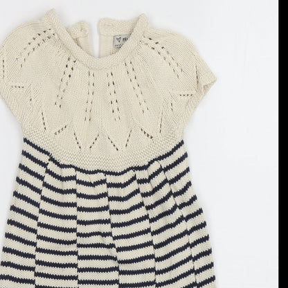 NEXT Womens Multicoloured Striped Cotton Jumper Dress  Size 50  Round Neck Pullover