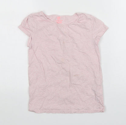 H&M Girls Pink  Cotton Basic T-Shirt Size 7-8 Years Round Neck Pullover