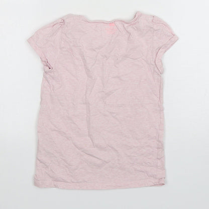 H&M Girls Pink  Cotton Basic T-Shirt Size 7-8 Years Round Neck Pullover