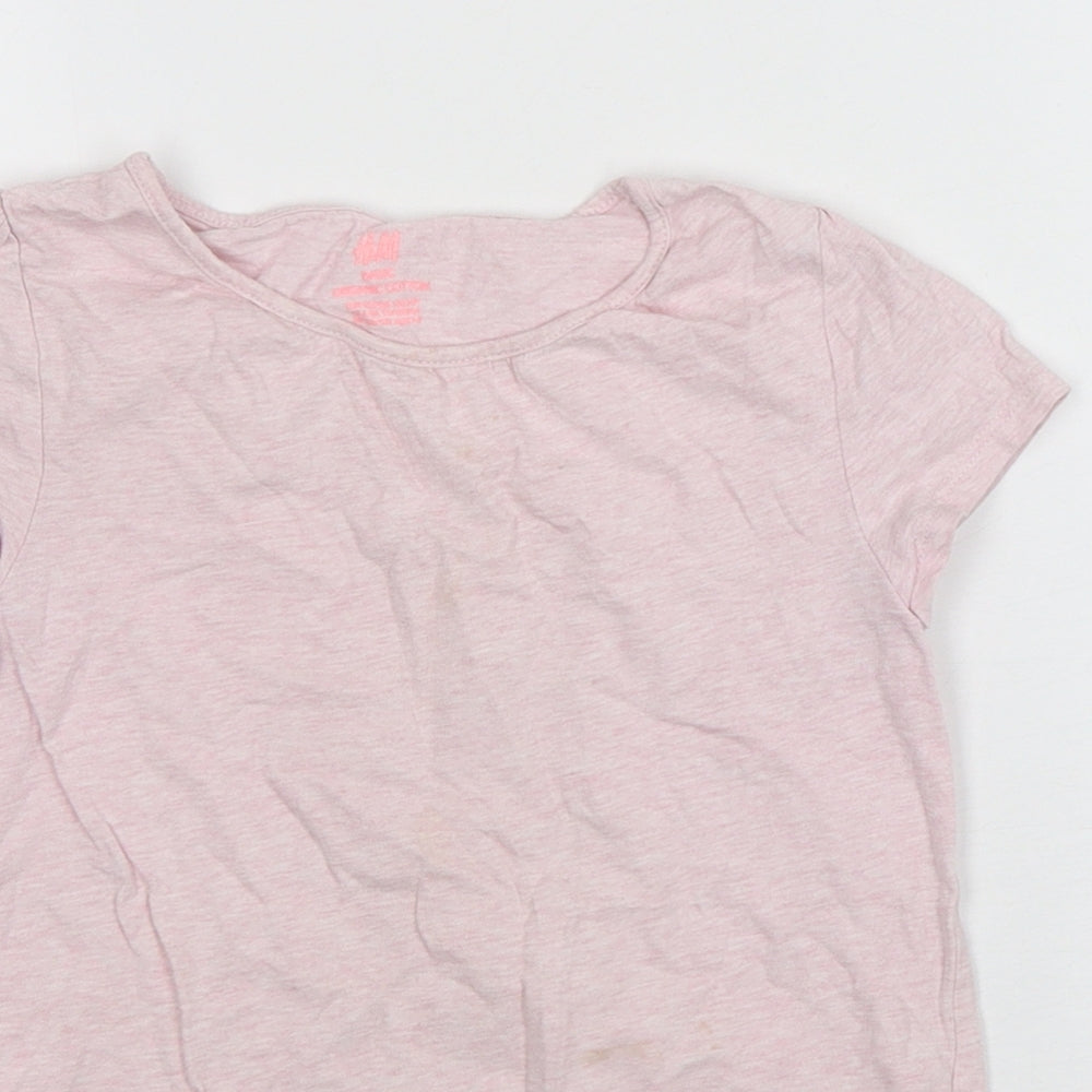 H&M Girls Pink  Cotton Basic T-Shirt Size 7-8 Years Round Neck Pullover