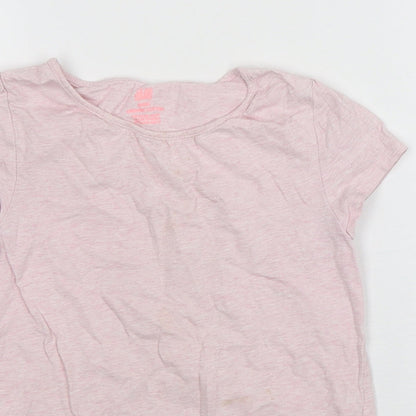 H&M Girls Pink  Cotton Basic T-Shirt Size 7-8 Years Round Neck Pullover