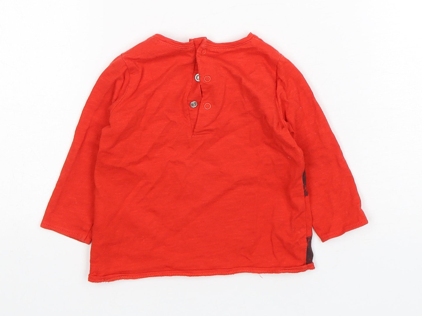 NEXT Boys Red Geometric Cotton Basic T-Shirt Size 3-6 Months Round Neck Pullover - Tiger Print