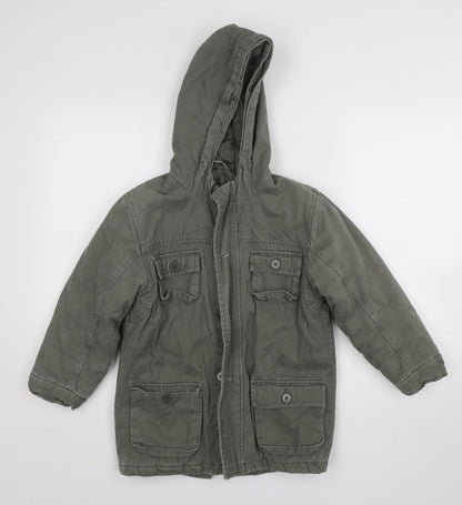 Mothercare Boys Green   Parka Coat Size 7-8 Years  Zip