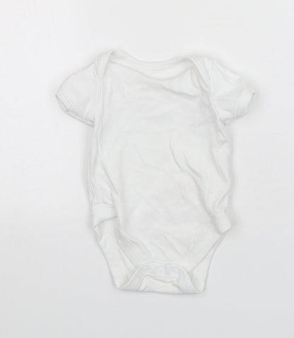 F&F Baby White  Cotton Leotard One-Piece Size 3-6 Months  Snap