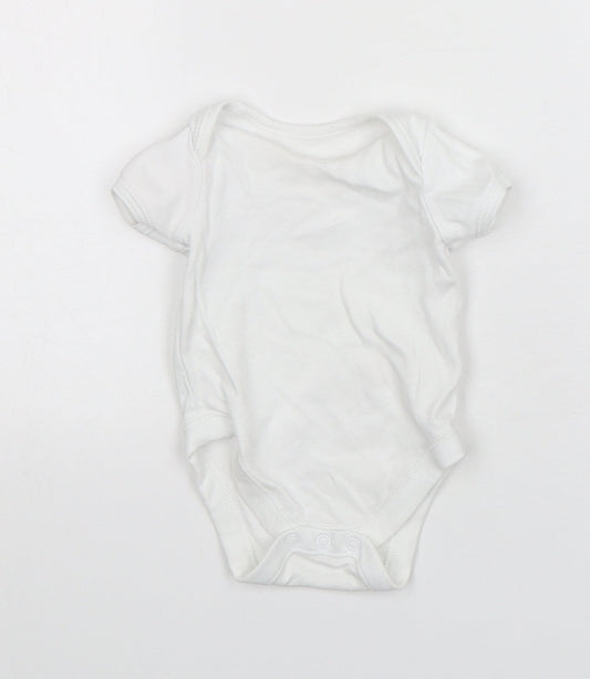F&F Baby White  Cotton Leotard One-Piece Size 3-6 Months  Snap
