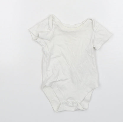 Marks and Spencer Baby White  Cotton Leotard One-Piece Size 3-6 Months  Snap