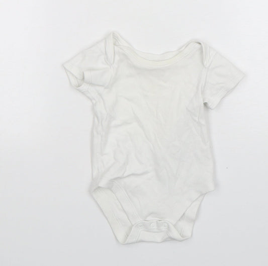 Marks and Spencer Baby White  Cotton Leotard One-Piece Size 3-6 Months  Snap