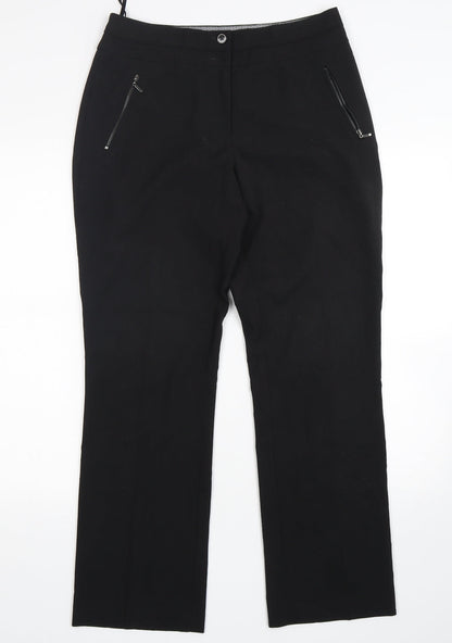 Womens UK Size 10 M&Co Regular Fit  Black Trousers