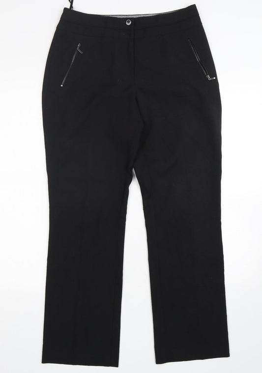 Womens UK Size 10 M&Co Regular Fit  Black Trousers