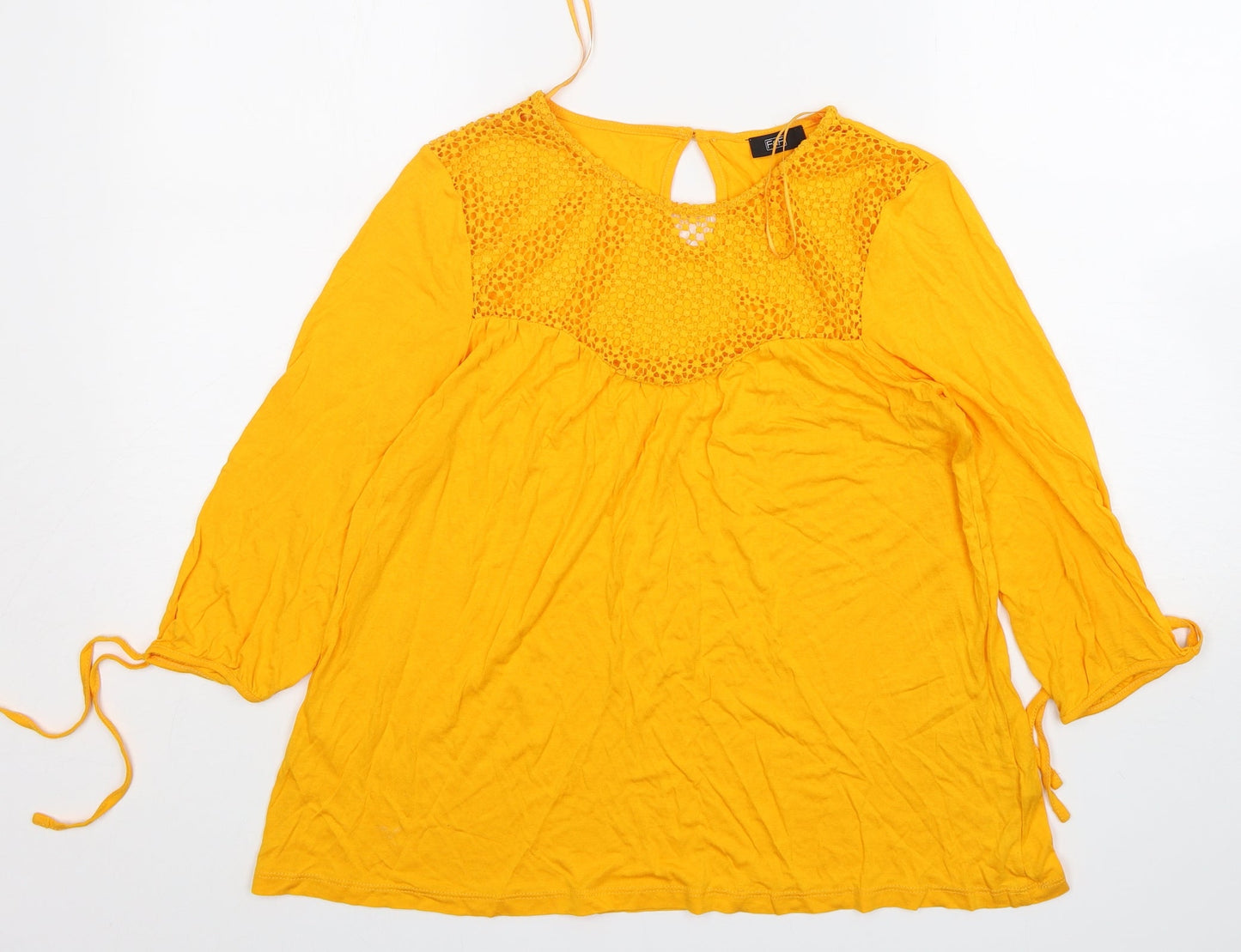 F&F Womens Orange  Viscose Basic T-Shirt Size 10 Round Neck