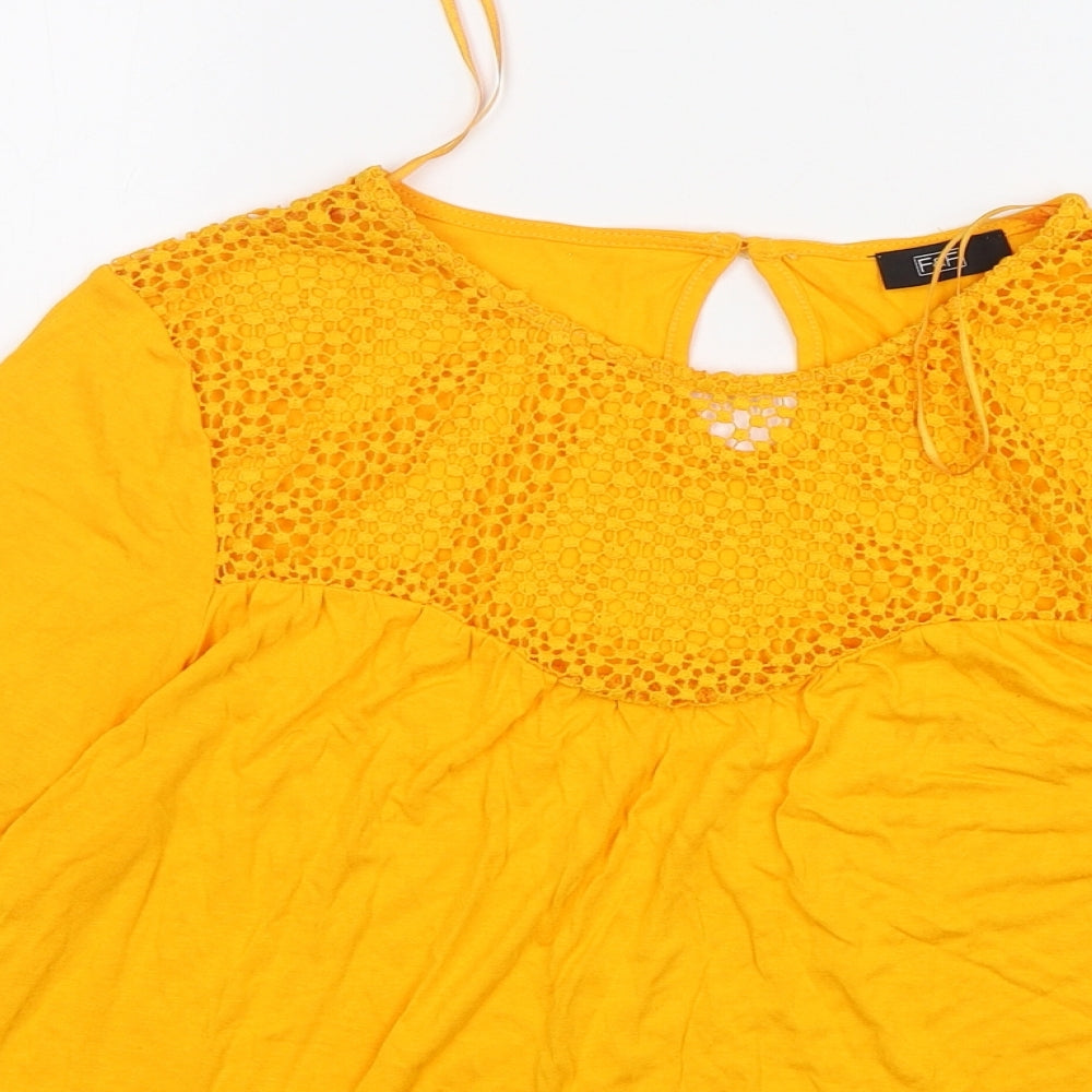 F&F Womens Orange  Viscose Basic T-Shirt Size 10 Round Neck