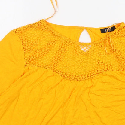 F&F Womens Orange  Viscose Basic T-Shirt Size 10 Round Neck