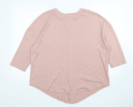 Primark Womens Pink Round Neck  Polyester Pullover Jumper Size 14