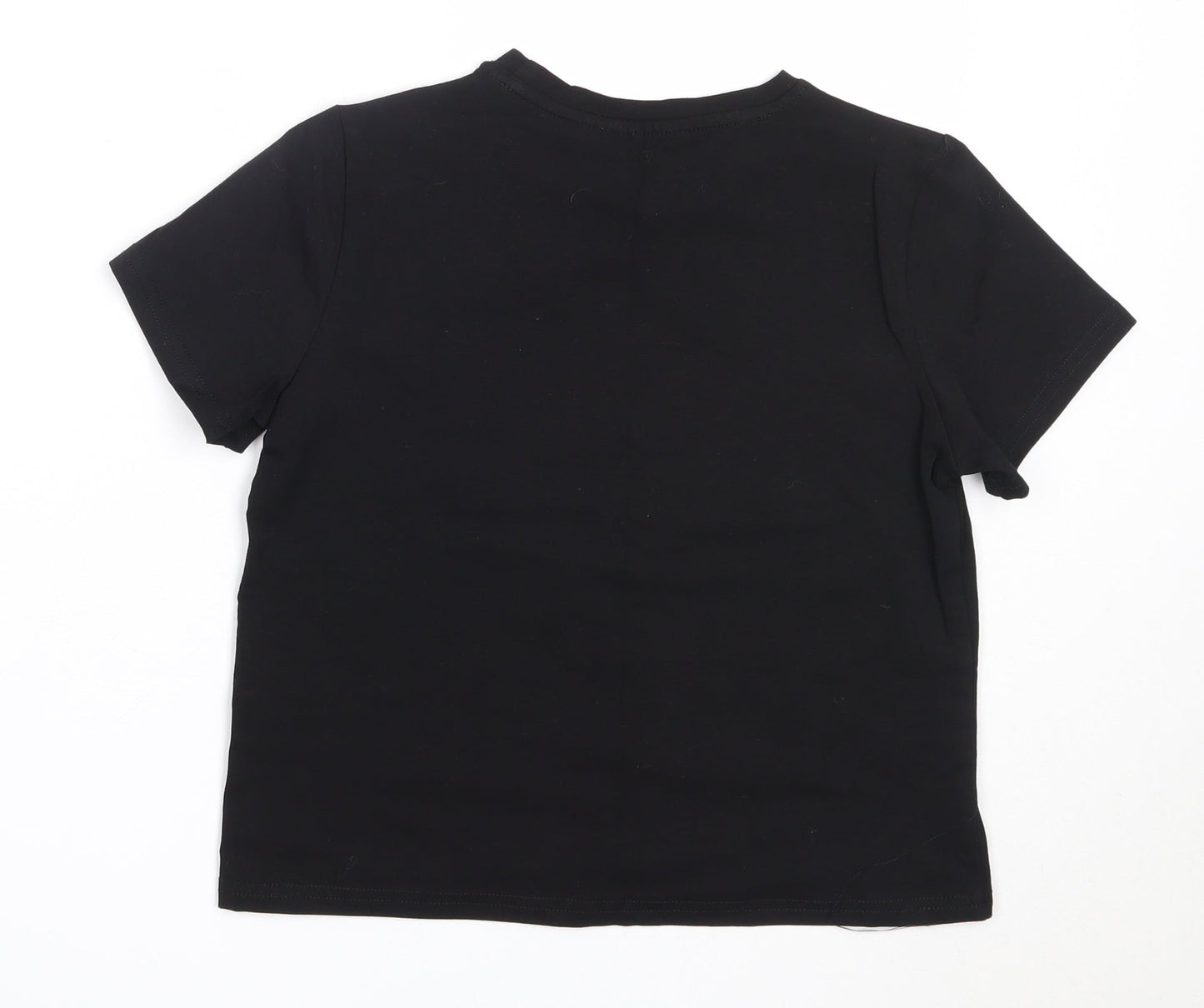 SheIn Girls Black  Cotton Basic T-Shirt Size 11-12 Years Round Neck
