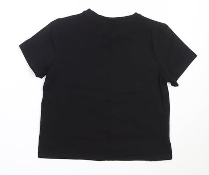 SheIn Girls Black  Cotton Basic T-Shirt Size 11-12 Years Round Neck