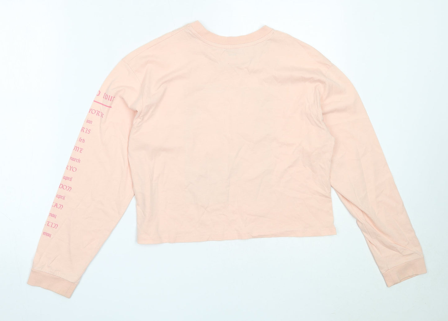River Island Girls Pink  Cotton Basic T-Shirt Size 11-12 Years Round Neck