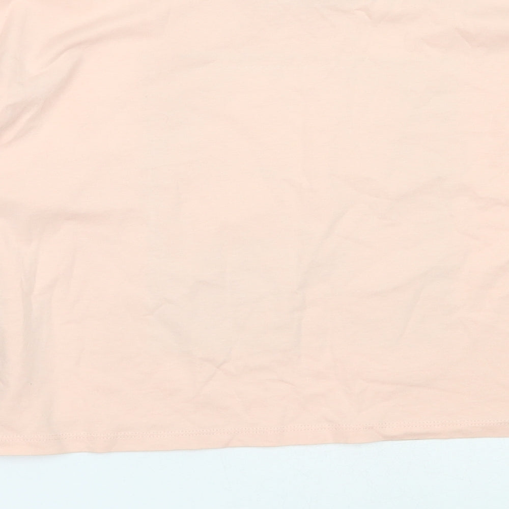River Island Girls Pink  Cotton Basic T-Shirt Size 11-12 Years Round Neck