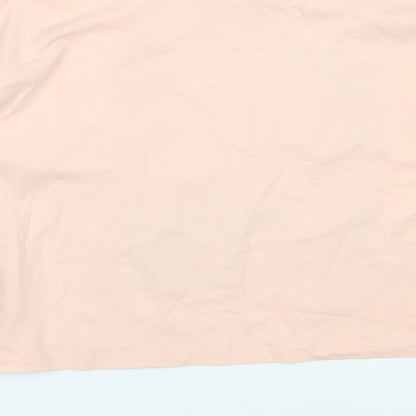 River Island Girls Pink  Cotton Basic T-Shirt Size 11-12 Years Round Neck