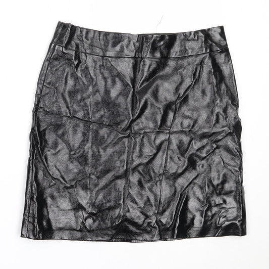 Marks and Spencer Womens Black  Polyurethane Mini Skirt Size 10