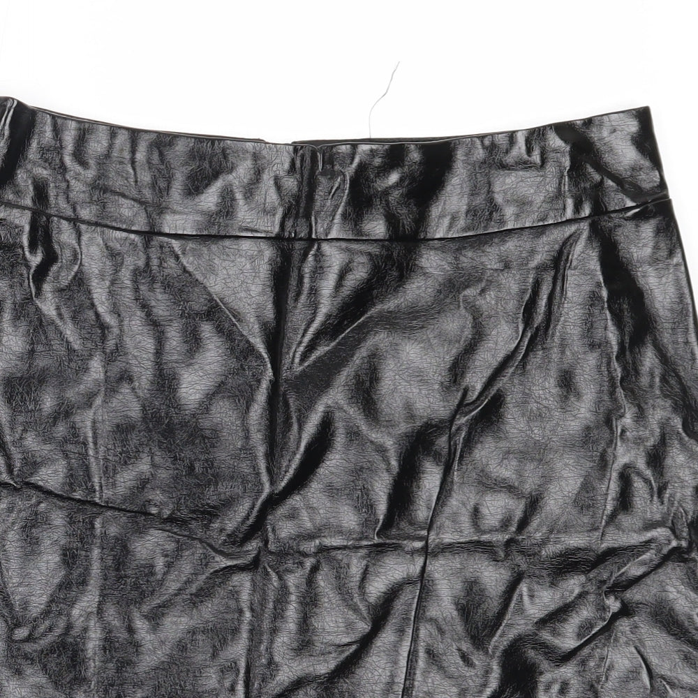 Marks and Spencer Womens Black  Polyurethane Mini Skirt Size 10
