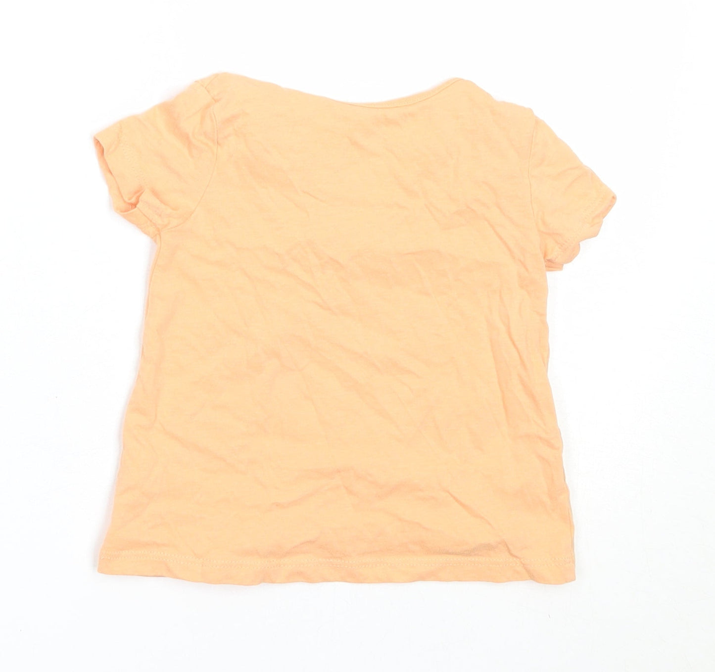 George Girls Orange  Cotton Basic T-Shirt Size 6-9 Months Round Neck