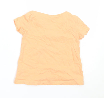 George Girls Orange  Cotton Basic T-Shirt Size 6-9 Months Round Neck