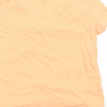 George Girls Orange  Cotton Basic T-Shirt Size 6-9 Months Round Neck