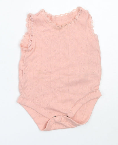 F&F Girls Pink  Cotton Babygrow One-Piece Size 6-9 Months