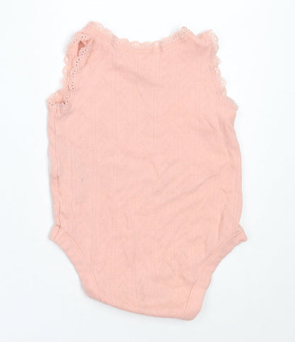 F&F Girls Pink  Cotton Babygrow One-Piece Size 6-9 Months
