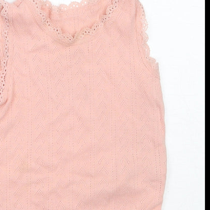F&F Girls Pink  Cotton Babygrow One-Piece Size 6-9 Months